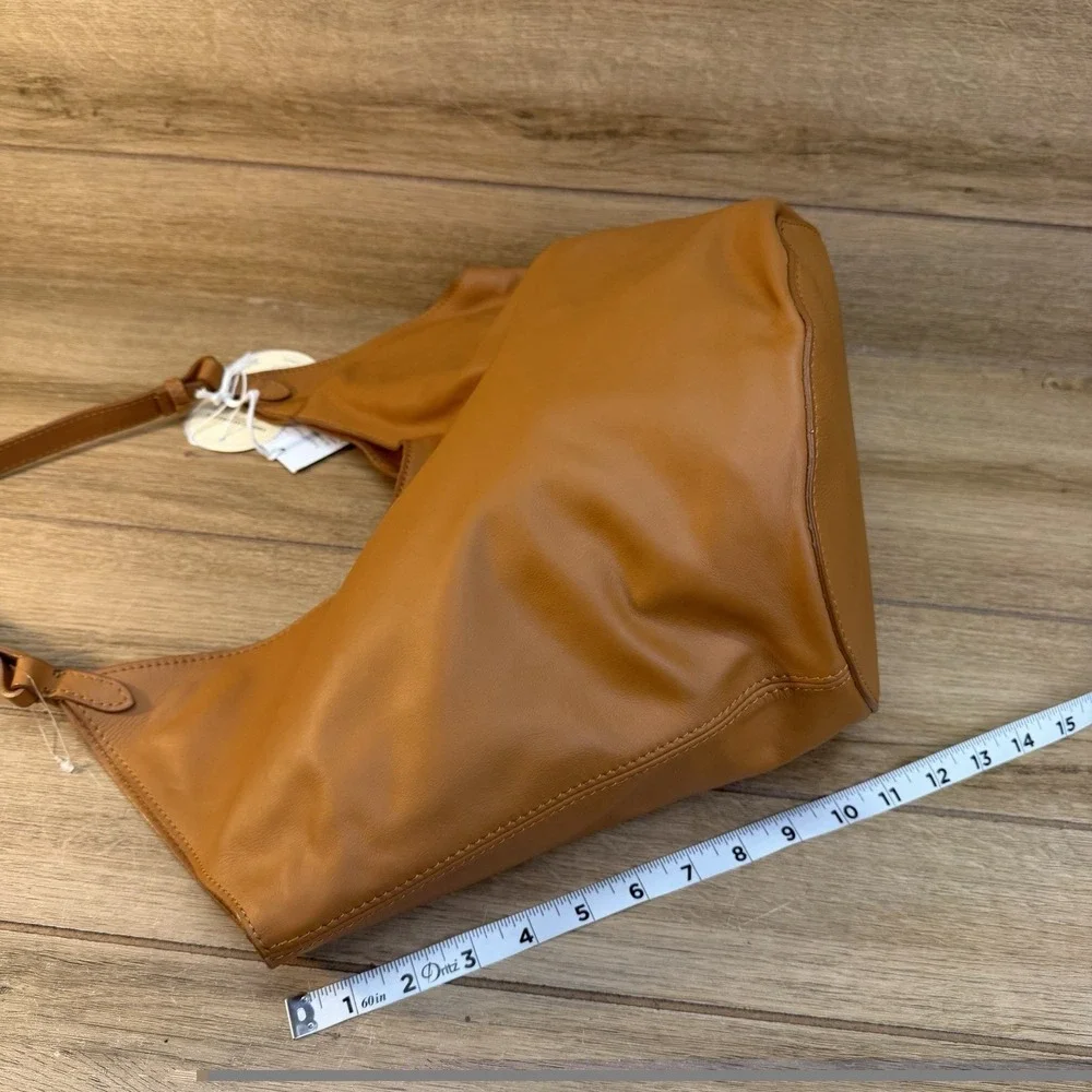 Viola Castellani Hobo Shoulder Bag Soft Italian‎ Leather Pouch Tan Brown